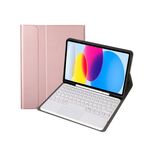 Per iPad 10a generazione 10.9 2022 YA10B-A Pelle di agnello Texture Tastiera Bluetooth Touch Custodia per tablet in pelle con slot per penna (oro rosa)
