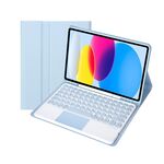 Per iPad 10a Gen 10.9 2022 YA10B-A Pelle di agnello Texture Tastiera Bluetooth Touch Custodia per tablet in pelle con slot per penna (Blu Baby)