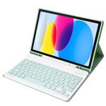 Per iPad 10a Gen 10.9 2022 A10B Pelle di Agnello Texture Ultra-sottile Tastiera Bluetooth Custodia Tablet in Pelle con Slot per Penna (Verde)
