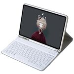 Per iPad 10a generazione 10.9 2022 A10B Custodia per tablet in pelle con tastiera Bluetooth ultrasottile in pelle di agnello con slot per penna (grigio)