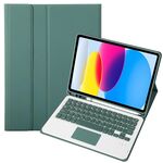 Per iPad 10a Gen 10.9 2022 A10B-A Pelle di agnello Texture Tastiera Bluetooth Touch Custodia per tablet in pelle con slot per penna (verde scuro)