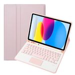 Per iPad 10a Gen 10.9 2022 A10B-A Pelle di Agnello Texture Tastiera Bluetooth Touch Custodia Tablet in Pelle con Slot per Penna (Rosa)