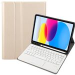 Per iPad 10a Gen 10.9 2022 A10B-A Pelle di Agnello Texture Tastiera Bluetooth Touch Custodia Tablet in Pelle con Slot per Penna (Oro)