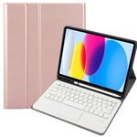 Per iPad 10a Gen 10.9 2022 A10B-A Pelle di agnello Texture Tastiera Bluetooth Touch Custodia per tablet in pelle con slot per penna (oro rosa)