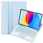 Per iPad 10a Gen 10.9 2022 A10B-A Pelle di agnello Texture Tastiera Bluetooth Touch Custodia per tablet in pelle con slot per penna (Blu Baby)