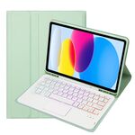 Per iPad 10a Gen 10.9 2022 A10B-AS Pelle di agnello Texture Retroilluminazione Tastiera Bluetooth Touch Custodia per tablet in pelle con slot per penna (verde)