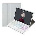 Per iPad 10a generazione 10.9 2022 A10B-AS Custodia per tablet in pelle con tastiera touch Bluetooth retroilluminata e slot per penna (grigio)
