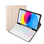 Per iPad 10a Gen 10.9 2022 A10B-AS Pelle di agnello Texture Retroilluminazione Tastiera Bluetooth Touch Custodia per tablet in pelle con slot per penna (oro)