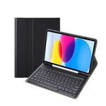 Per iPad 10a generazione 10.9 2022 YA10B Pelle di agnello Texture Tastiera Bluetooth Custodia per tablet in pelle con slot per penna (nero)