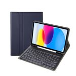 Per iPad 10a generazione 10.9 2022 YA10B Pelle di agnello Texture Tastiera Bluetooth Custodia per tablet in pelle con slot per penna (blu scuro)