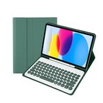 Per iPad 10a generazione 10.9 2022 YA10B Pelle di agnello Texture Tastiera Bluetooth Custodia per tablet in pelle con slot per penna (verde scuro)