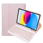 Per iPad 10a Gen 10.9 2022 YA10B Pelle di Agnello Texture Tastiera Bluetooth Custodia Tablet in Pelle con Slot per Penna (Rosa)