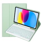 Per iPad 10a generazione 10.9 2022 YA10B Pelle di agnello Texture Tastiera Bluetooth Custodia per tablet in pelle con slot per penna (verde)