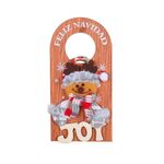 Decorazione da appendere con targa in legno per maniglia porta a forma di cartone animato di Natale (W2-48 Fawn)