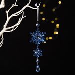 Decorazione natalizia in acrilico a doppio strato con fiocco di neve e gelato (blu)