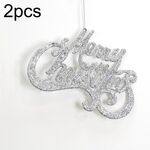 2 pezzi di Natale lucido lettera pendenti albero di Natale decorazioni fai da te (argento)