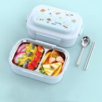 Contenitore per il pranzo in acciaio inossidabile 316 isolato, contenitore per il pranzo portatile per bambini, stile: blu 2 griglie