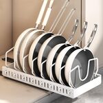 Mensola estraibile per pentole e padelle da cucina, organizer per piano di lavoro, vassoio per piatti da 42 cm con deflettore, bianco