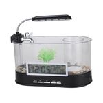 1.8L LED Light Desktop Water Flow Mini Fish Tank Home Turtle Tank Acquario autocircolante (nero)
