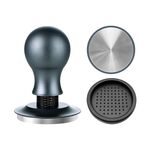 Pressa per polvere di caffè a pressione costante Martello a impatto regolabile, stile: fondo piatto blu argento + base rotonda (53 mm)