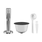 Per la macchina da caffè Dolce Gusto, involucro per capsule di caffè riutilizzabili in acciaio inossidabile, stile: capsula + martello per polvere da 40 mm + spazzola e paletta