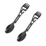 2 pezzi 10 in 1 forchetta e cucchiaio portatile multifunzionale per campeggio all'aperto e picnic (nero)