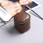 Borsa a secchiello portatile in pelle PU cerata con olio Mini borsa retrò per rossetto e auricolari Portaoggetti per piccoli oggetti Portamonete (caffè)