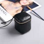 Borsa a secchiello portatile in pelle PU cerata con olio Mini borsa retrò per rossetto e auricolari Portaoggetti per piccoli oggetti Portamonete (nero)