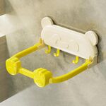 Supporto per lavabo a ventosa, da bagno, pieghevole, multifunzione, senza foratura, organizer da parete (giallo crema)