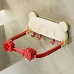 Supporto per lavabo a ventosa, da bagno, pieghevole, multifunzione, senza foratura, organizer da parete (rosso crema)