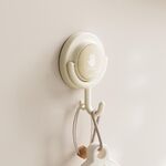 Gancio a ventosa senza foro per bagno, robusto, girevole, portante, da parete dietro la porta, senza traccia, gancio adesivo da parete, colore: albicocca (gancio curvo)