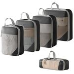 5 in 1 Borsa organizer da viaggio compressa in rete per bagagli, vestiti, scarpe e articoli da toeletta (nero)