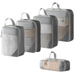 5 in 1 Borsa organizer da viaggio compressa in rete per bagagli, vestiti, scarpe e articoli da toeletta (grigio)