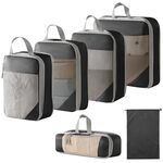 6 in 1 Borsa organizer da viaggio compressa in rete per bagagli, vestiti, scarpe e articoli da toeletta (nero)
