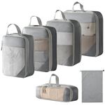 6 in 1 Borsa organizer da viaggio compressa in rete per bagagli, vestiti, scarpe e articoli da toeletta (grigio)