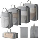 7 in 1 Borsa organizer da viaggio compressa in rete per bagagli, vestiti, scarpe e articoli da toeletta (grigio)
