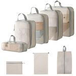 8 in 1 Borsa organizer da viaggio compressa in rete per bagagli, vestiti, scarpe e articoli da toeletta (beige)