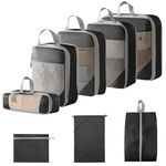 8 in 1 Borsa organizer da viaggio compressa in rete per bagagli, vestiti, scarpe e articoli da toeletta (nero)