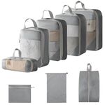 8 in 1 Borsa organizer da viaggio compressa in rete per bagagli, vestiti, scarpe e articoli da toeletta (grigio)