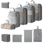 10 in 1 Borsa organizer da viaggio compressa in rete per bagagli, vestiti, scarpe e articoli da toeletta (beige)