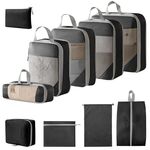 10 in 1 Borsa organizer da viaggio compressa in rete per bagagli, vestiti, scarpe e articoli da toeletta (nero)
