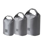 3 pezzi/set Borsa portaoggetti da viaggio con bocca arrotolabile Borsa portaoggetti impermeabile e comprimibile per la polvere (grigio)
