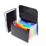 Cartelle portadocumenti espandibili A6 con 7 tasche, per archiviazione e organizzazione, copertina nera, interno colorato
