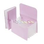 Cartelle portadocumenti espandibili A6 con 7 tasche, per archiviazione e organizzazione, copertina viola, interno naturale