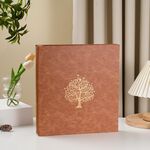 Album fotografico tascabile autoadesivo in pelle, album fotografico fai da te, grande capacità, specifiche: 60 pagine, interno bianco (albero giallo)