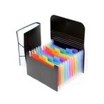 Cartelle portadocumenti espandibili A6 da 12 tasche per archiviazione e organizzazione, interno colorato (nero)
