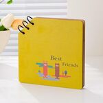Album fotografico quadrato in legno fai da te per bambini, album fotografico per la crescita dei cartoni animati (migliori amici)