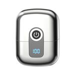 Rasoio elettrico portatile mini a doppia testina per uomo - Display LCD, lame flottanti, impermeabile, ricaricabile tramite USB-C (argento)