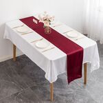 Tovaglia decorativa per matrimonio in raso di poliestere, 29x275 cm, per hotel, runner da tavolo, bandiera da scrivania in raso (rosso vino)