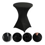 Copertura per tavolo da cocktail bar per hotel, decorazione per matrimoni, in poliestere elasticizzato, rotonda, per banchetti, dimensioni: 60x110 cm (nero)